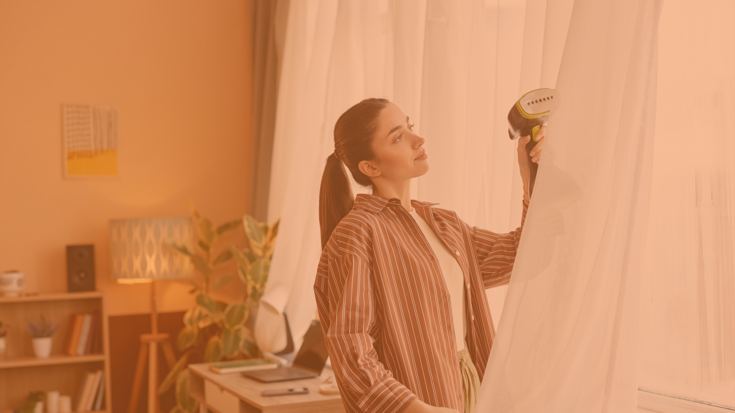 Woman Cleaning and vacuuming