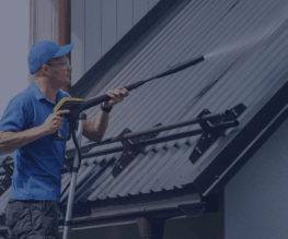 Pressure washing a roof